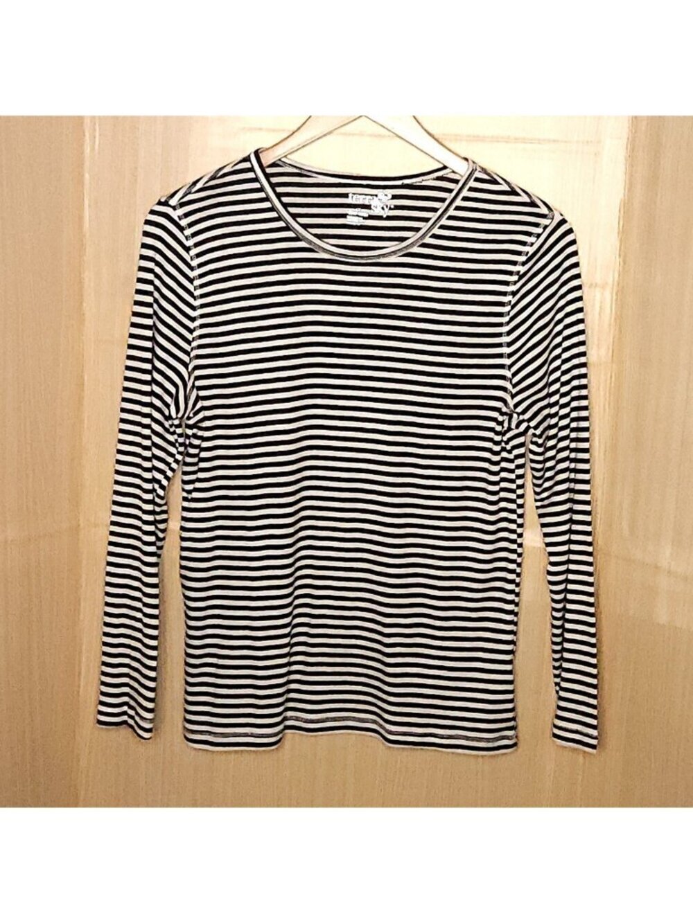 Terra & Sky Black White Stripe Long Sleeve Top 1X